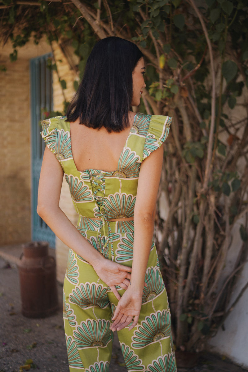325-001 Conjunto coordinado floral verde