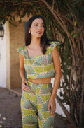 325-001 Conjunto coordinado floral verde