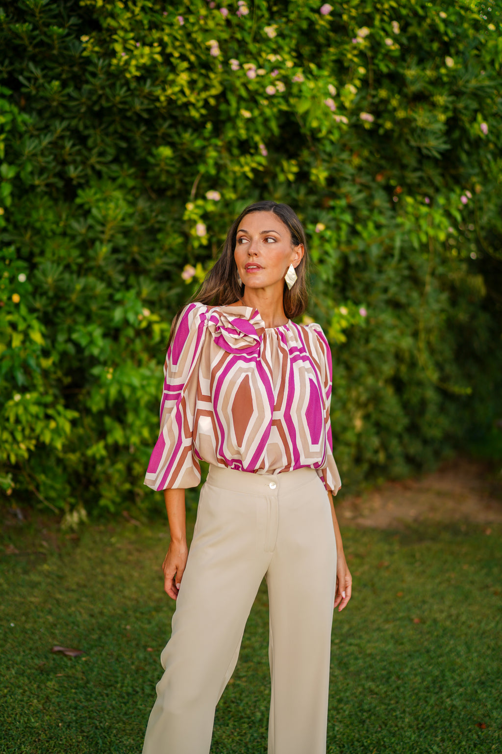 Conjunto estampado y pantalón liso 326-030