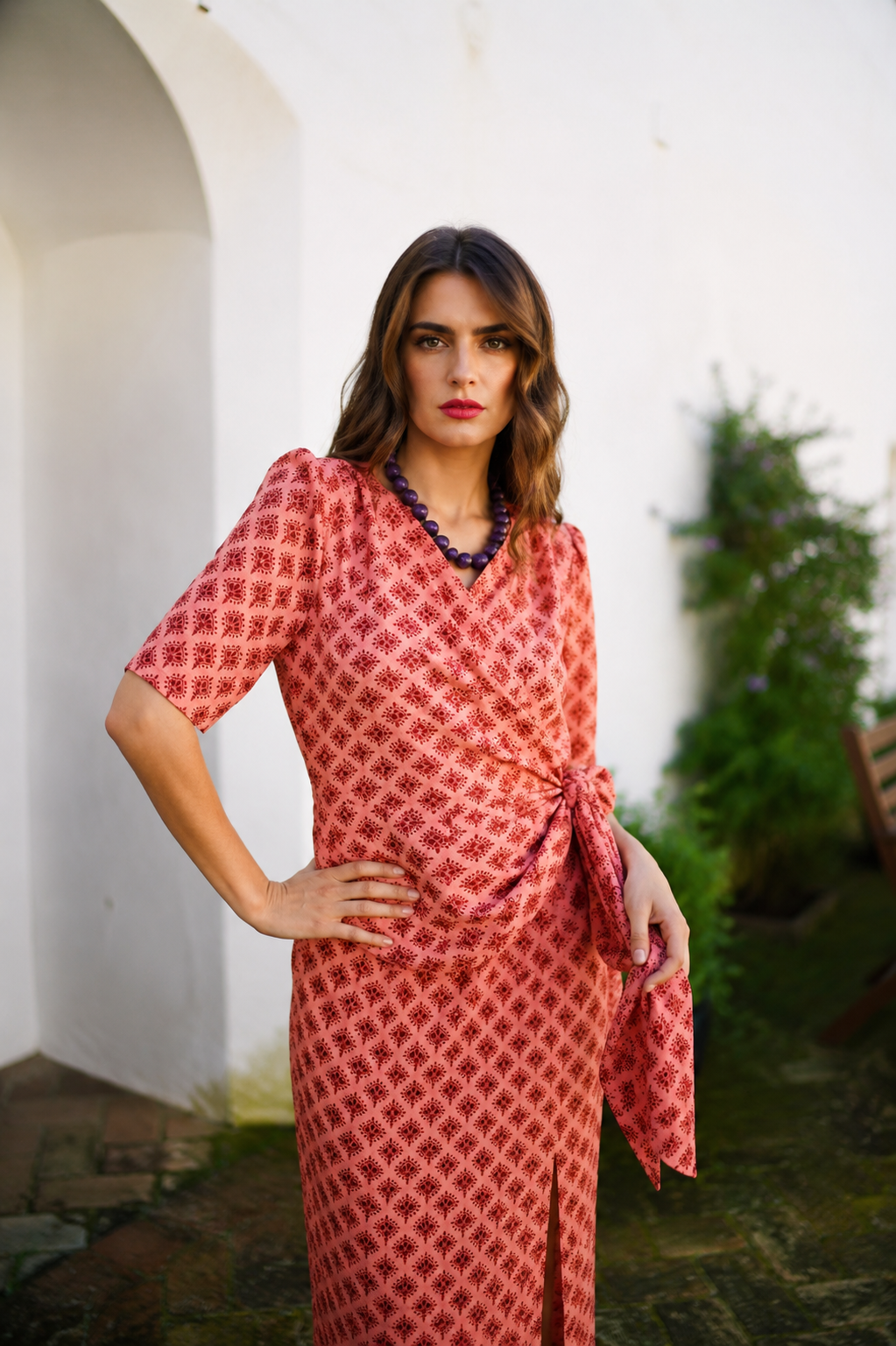 Vestido Siena Estampado Hindú con Drapeado | Ref. 625-072