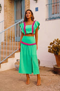 Conjunto 325-034 | Verde Menta con Ribetes Fucsia