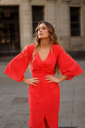 Vestido frunce mangas campana I // REF: 622-027