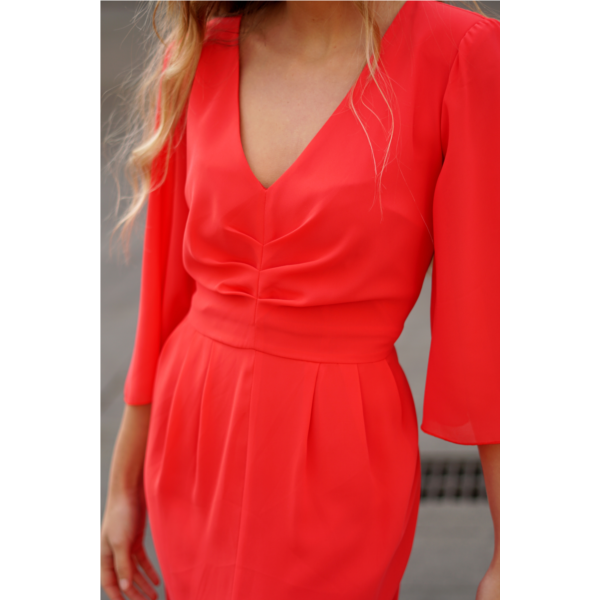 Vestido frunce mangas campana I // REF: 622-027