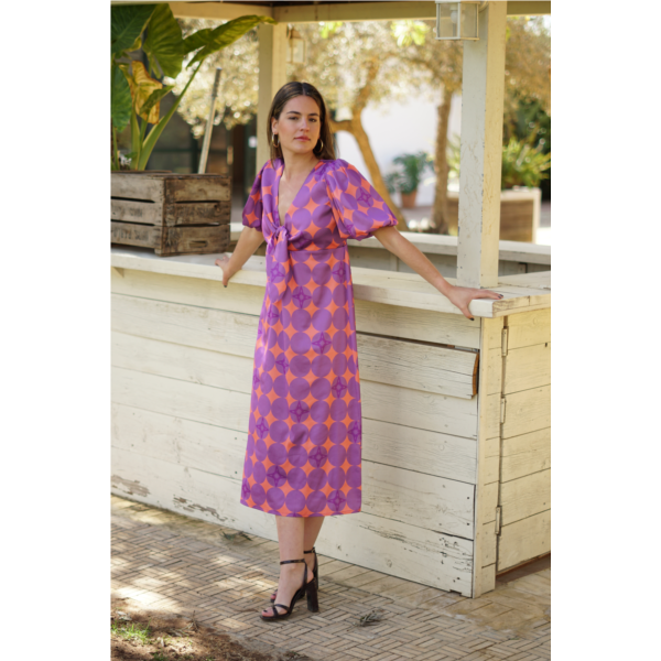 Vestido mangas abullonadas raso I Ref. 622-204