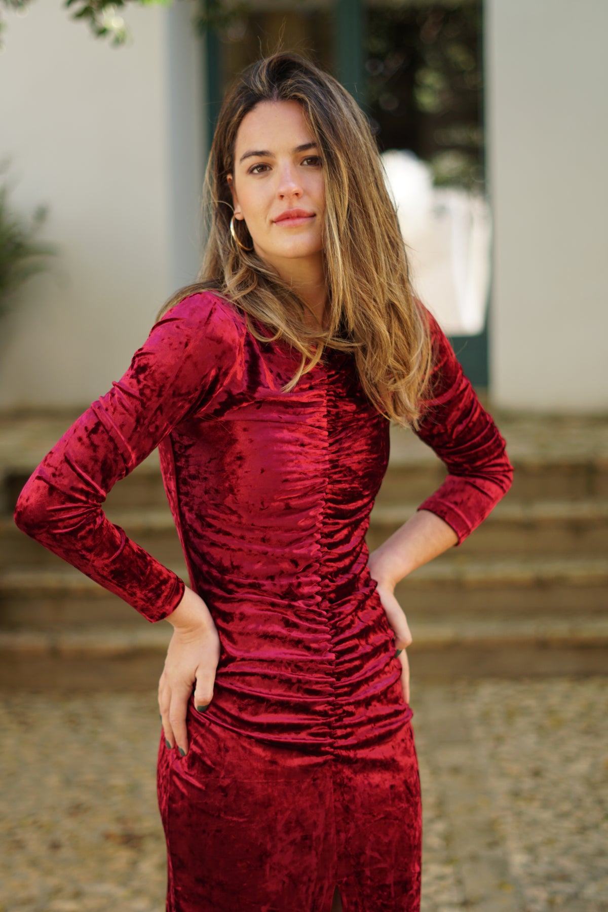 Vestido terciopelo frunces I Ref. 622-237