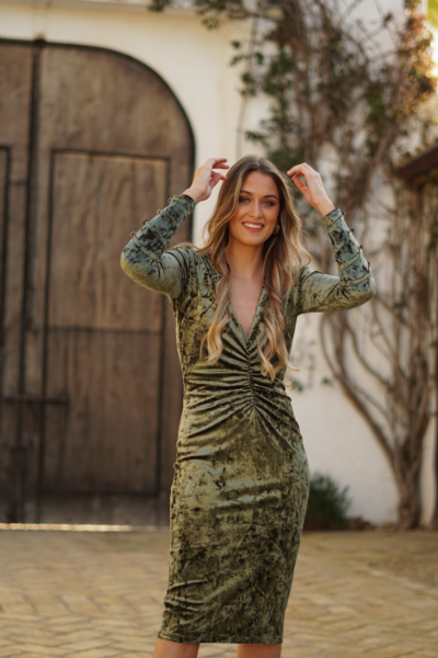 Vestido frunce y escote pico I Ref.622-238