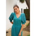 Vestido mangas abullonadas pedreria I Ref. 623-002