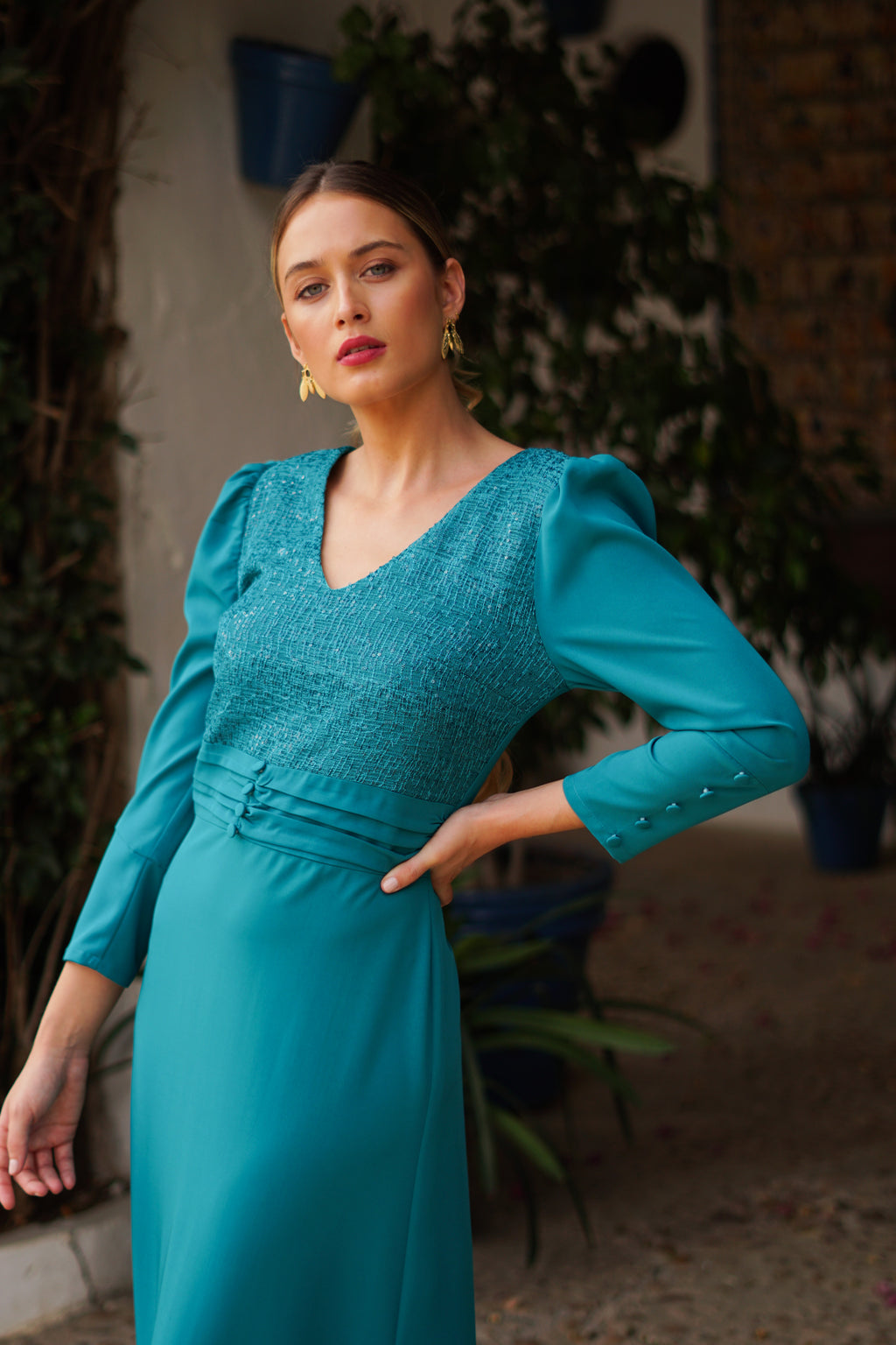 Vestido largo pedreria I Ref. 623-023