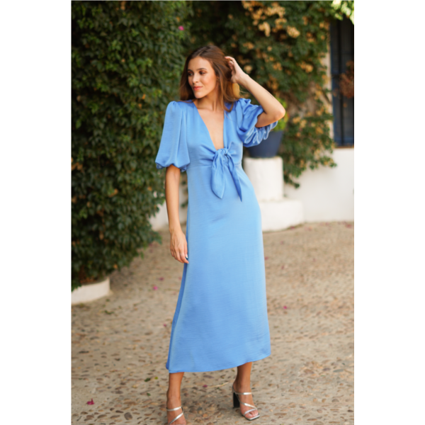 Vestido nudo y mangas abullonadas I Ref. 623-048