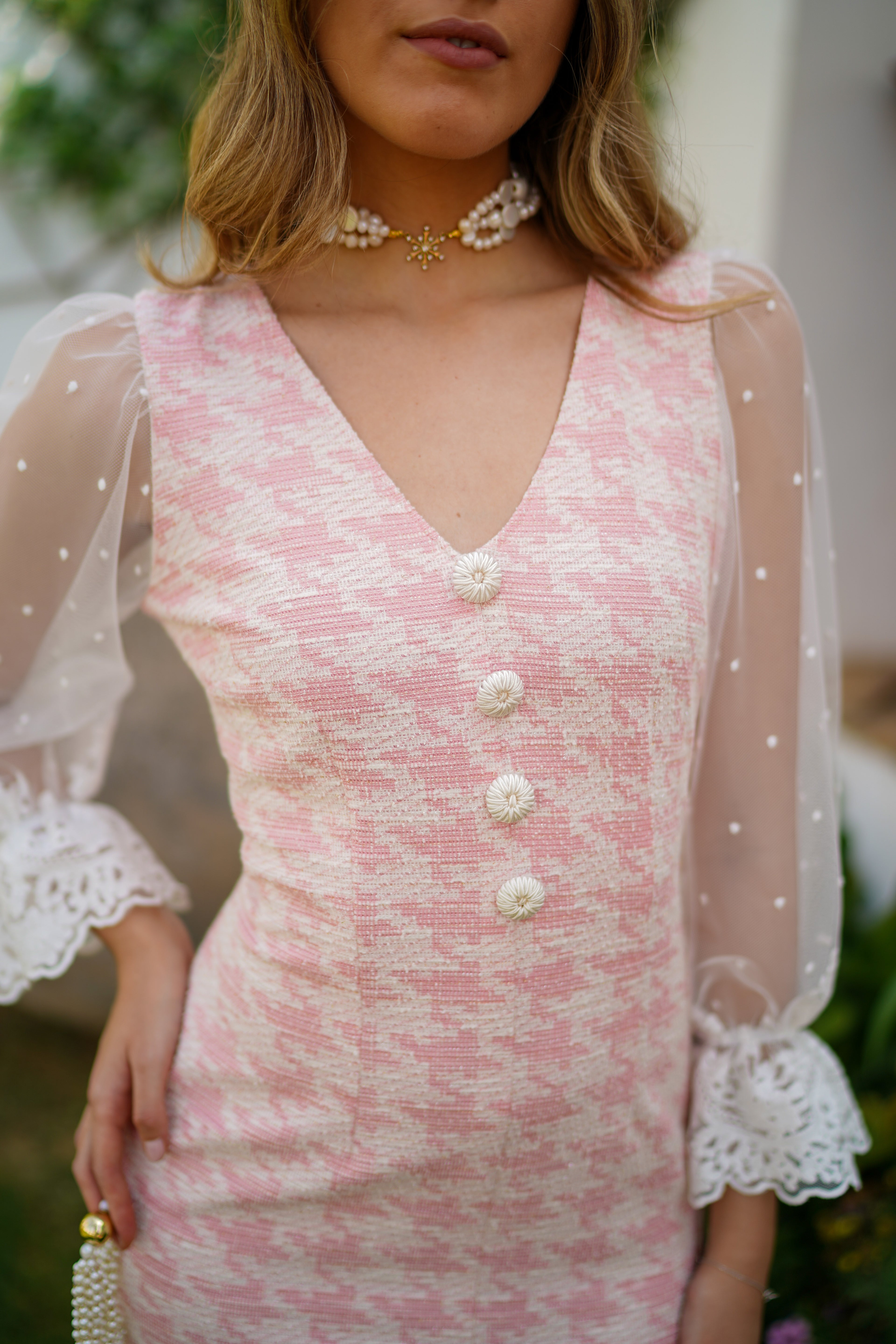 Vestido chanel y mangas plumeti 624-006