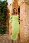 Vestido mangas abullonadas 624-016