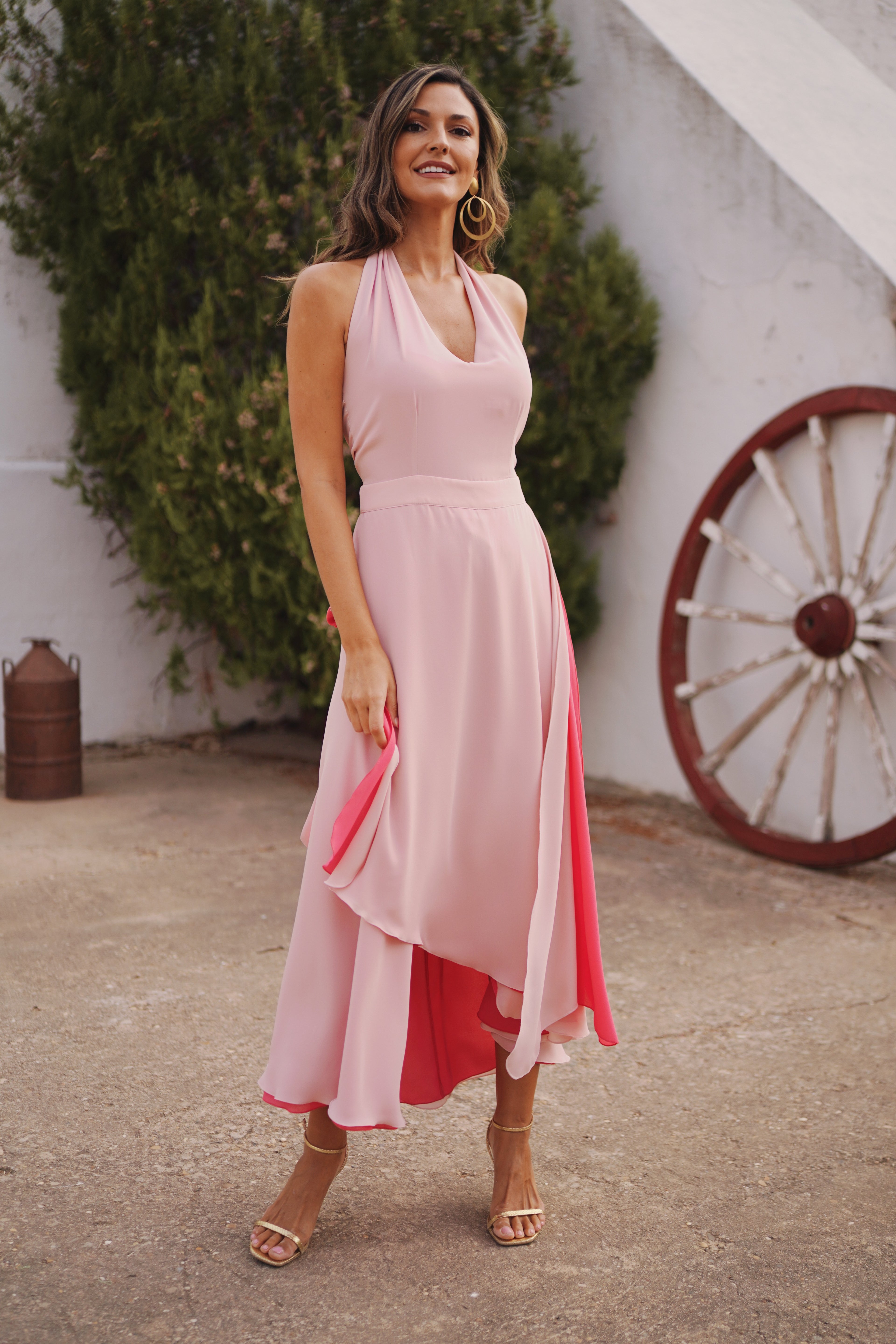 VESTIDO BICOLOR HALTER