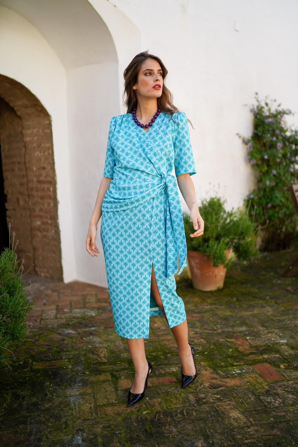 Vestido Siena Estampado Hindú con Drapeado | Ref. 625-072