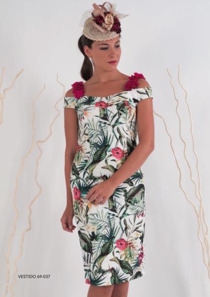 Vestido hombros flor 69-037