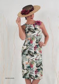 Vestido cuello y flores lateral 69-052