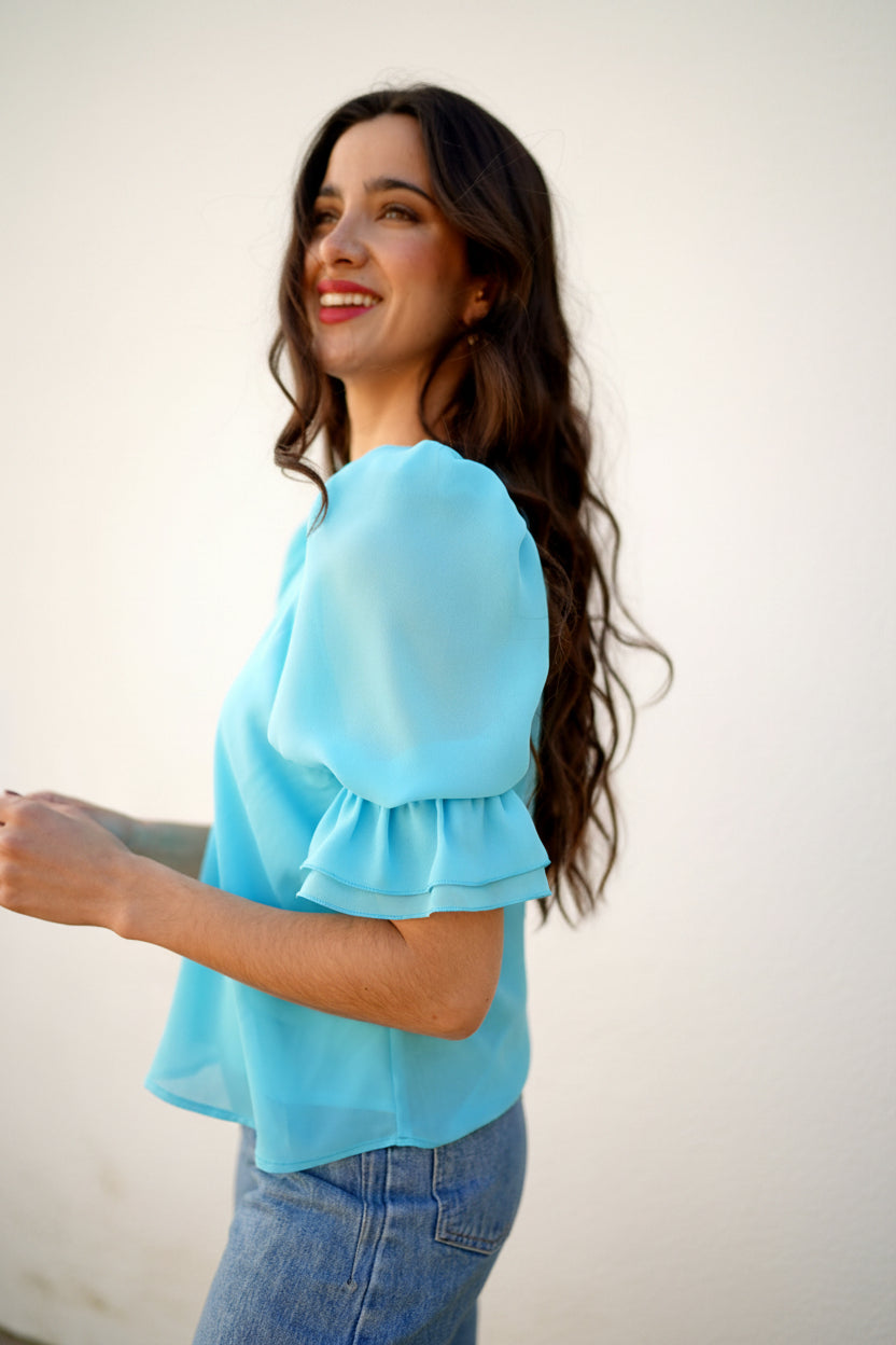 Blusa Farolillo Turquesa