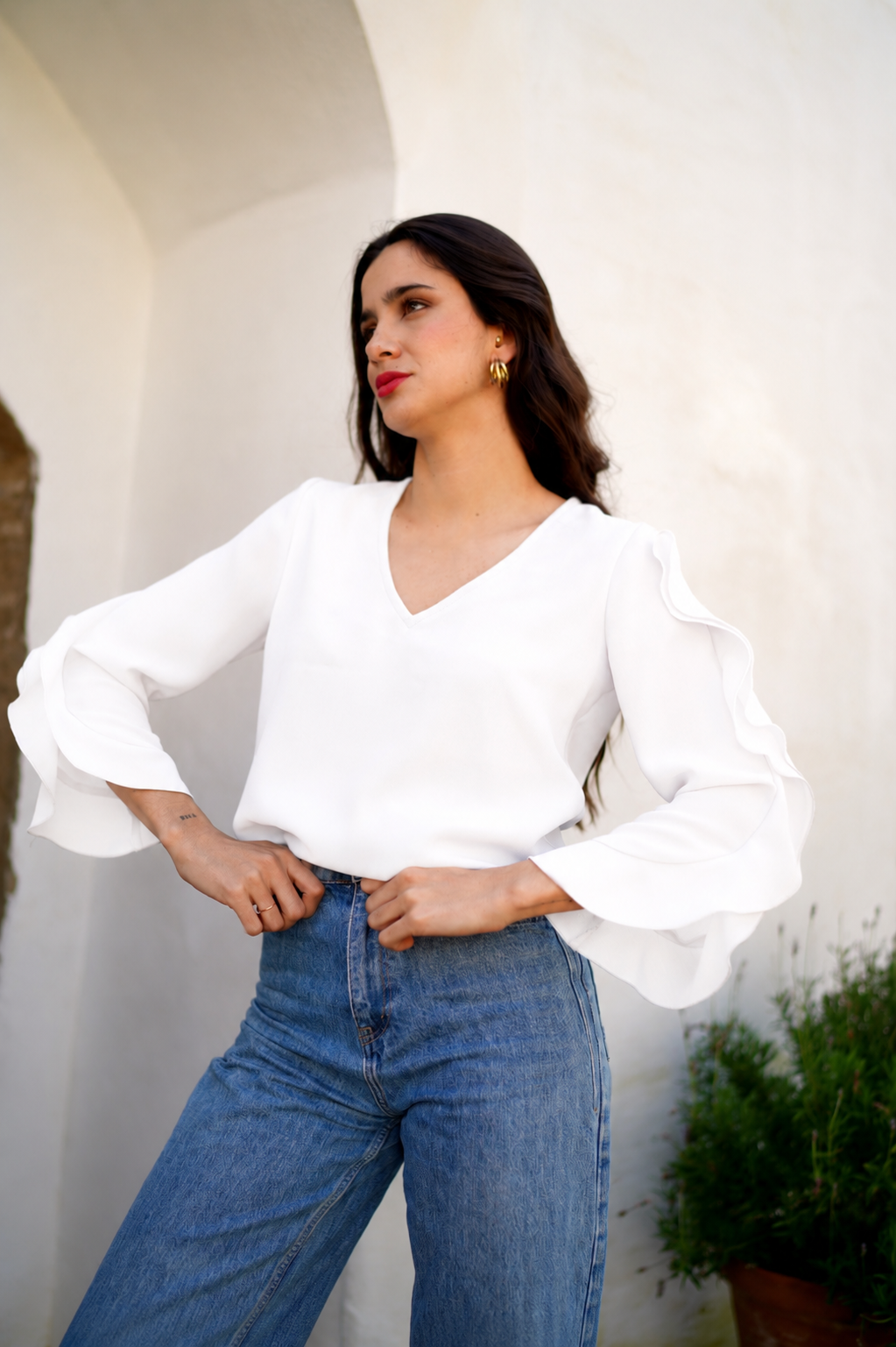 Blusa Volantes Blanca
