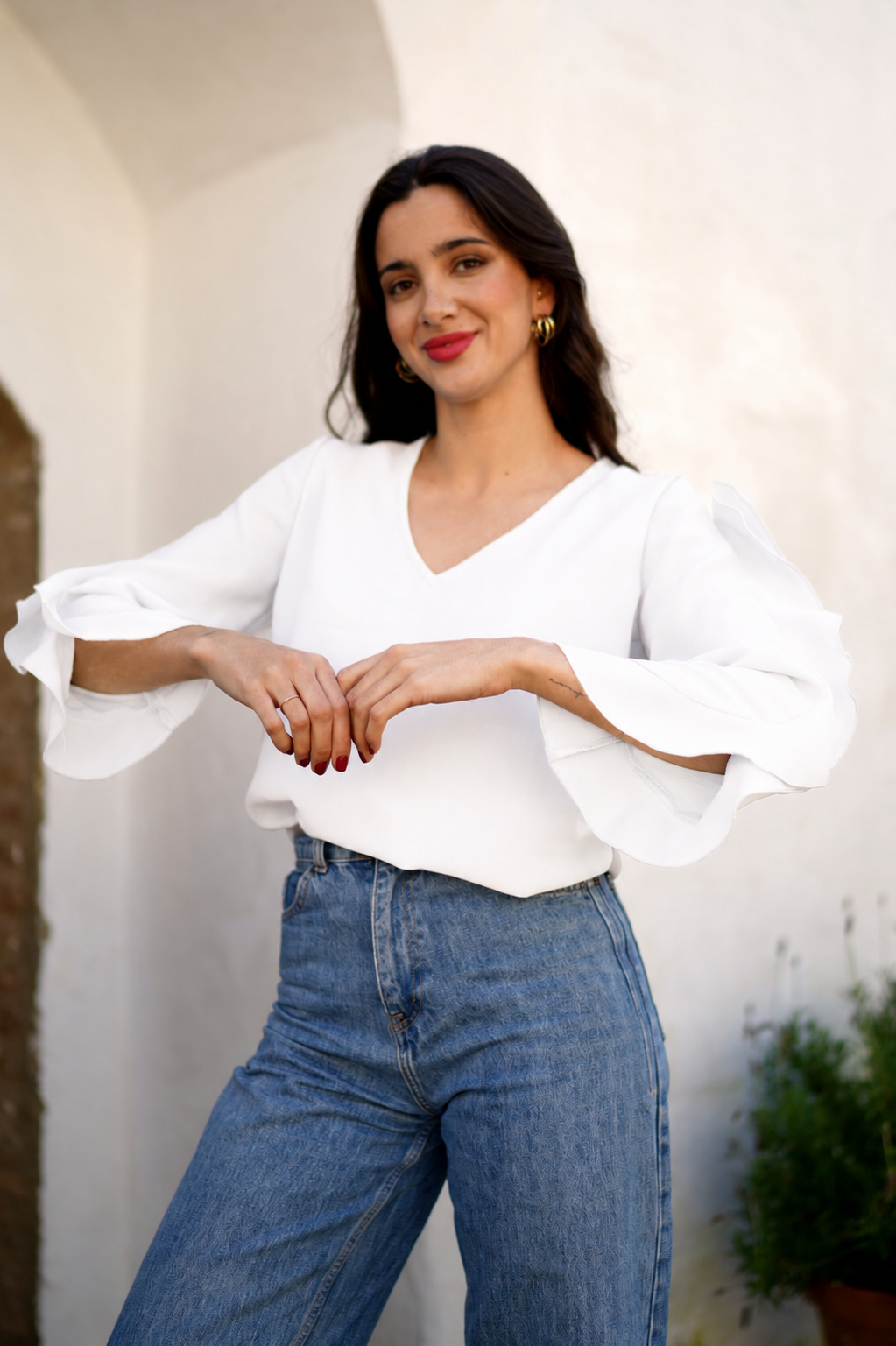 Blusa Volantes Blanca