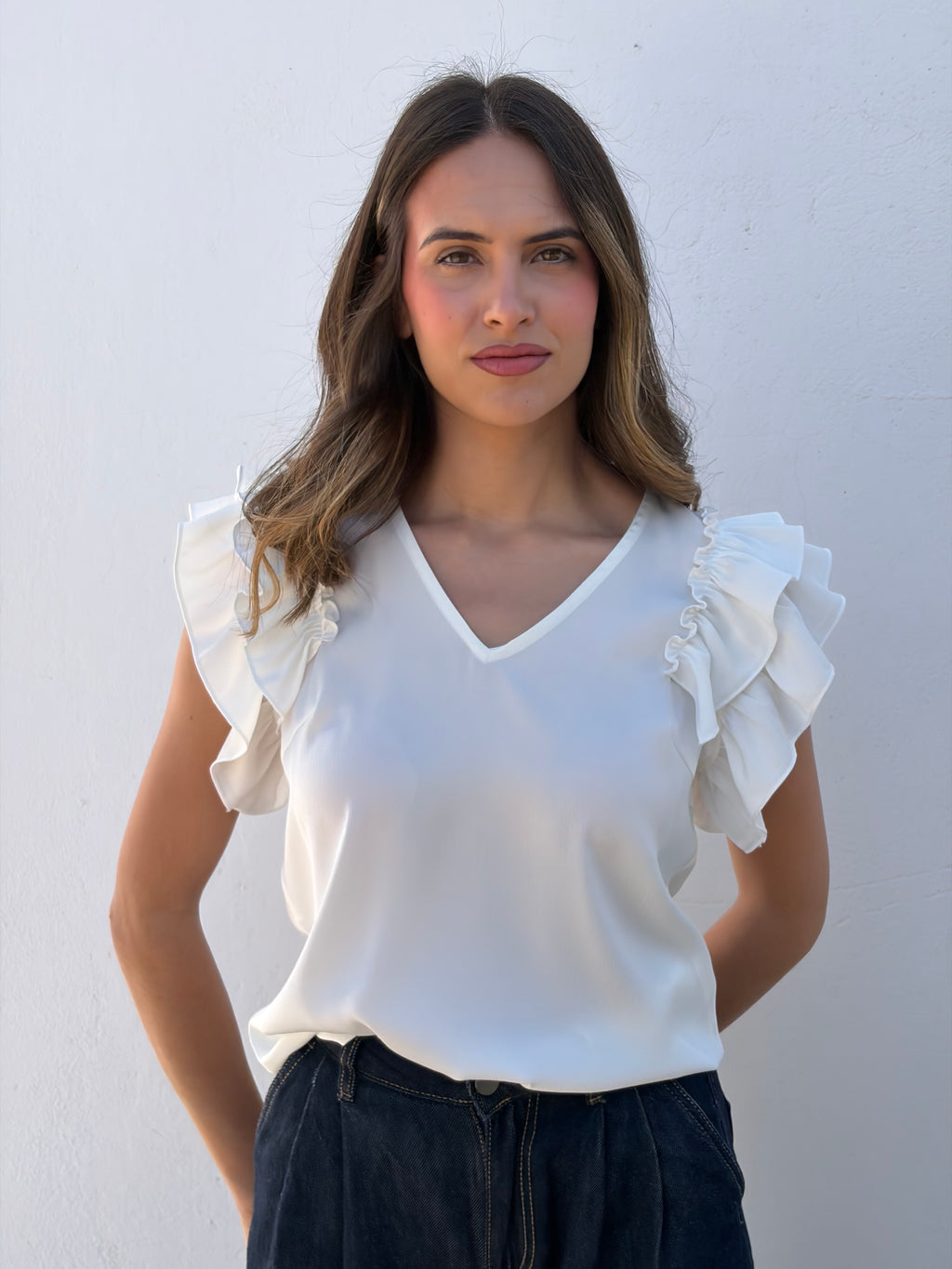 Blusa Volantes Blanca