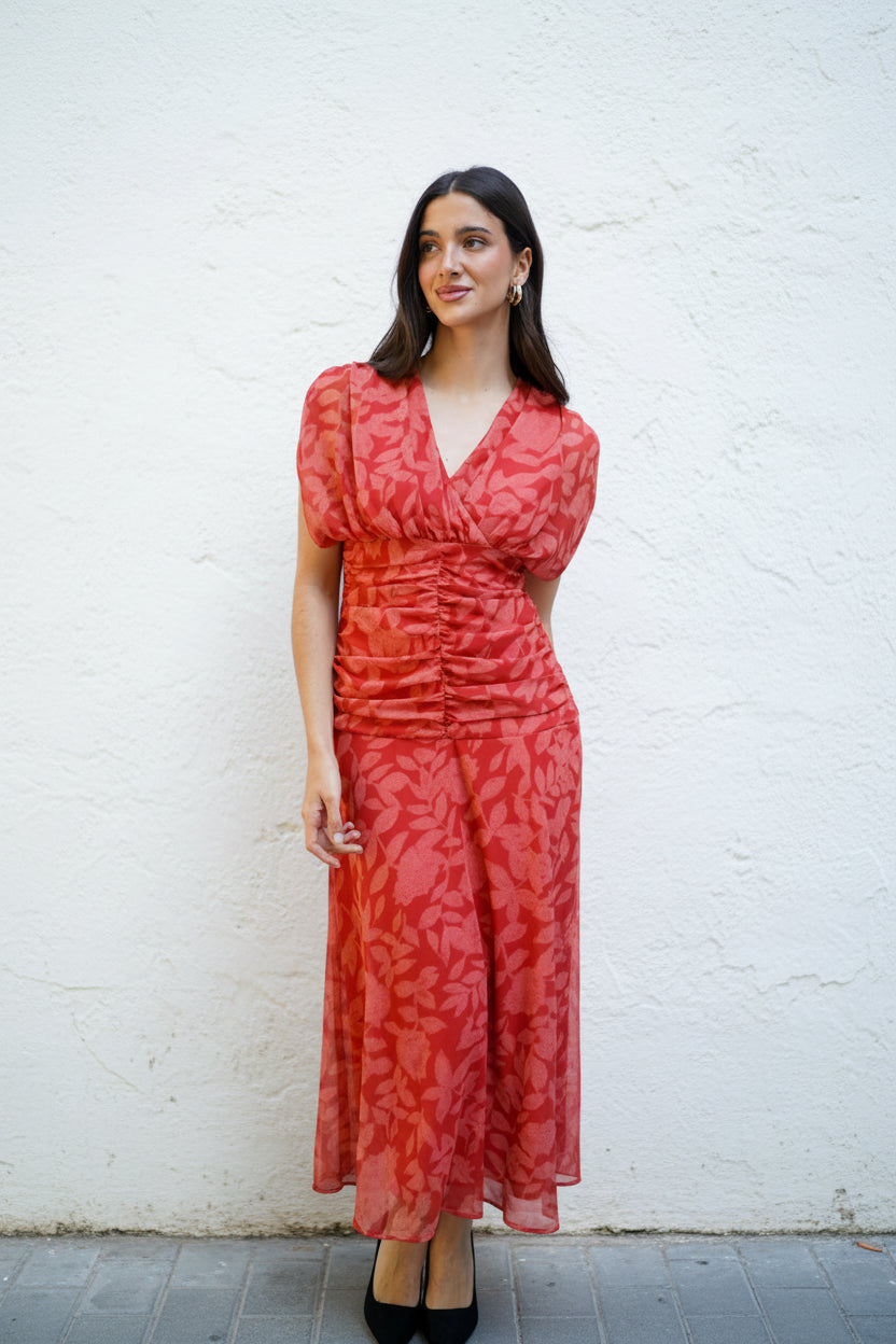 VESTIDO FRUNCE TERRACOTA
