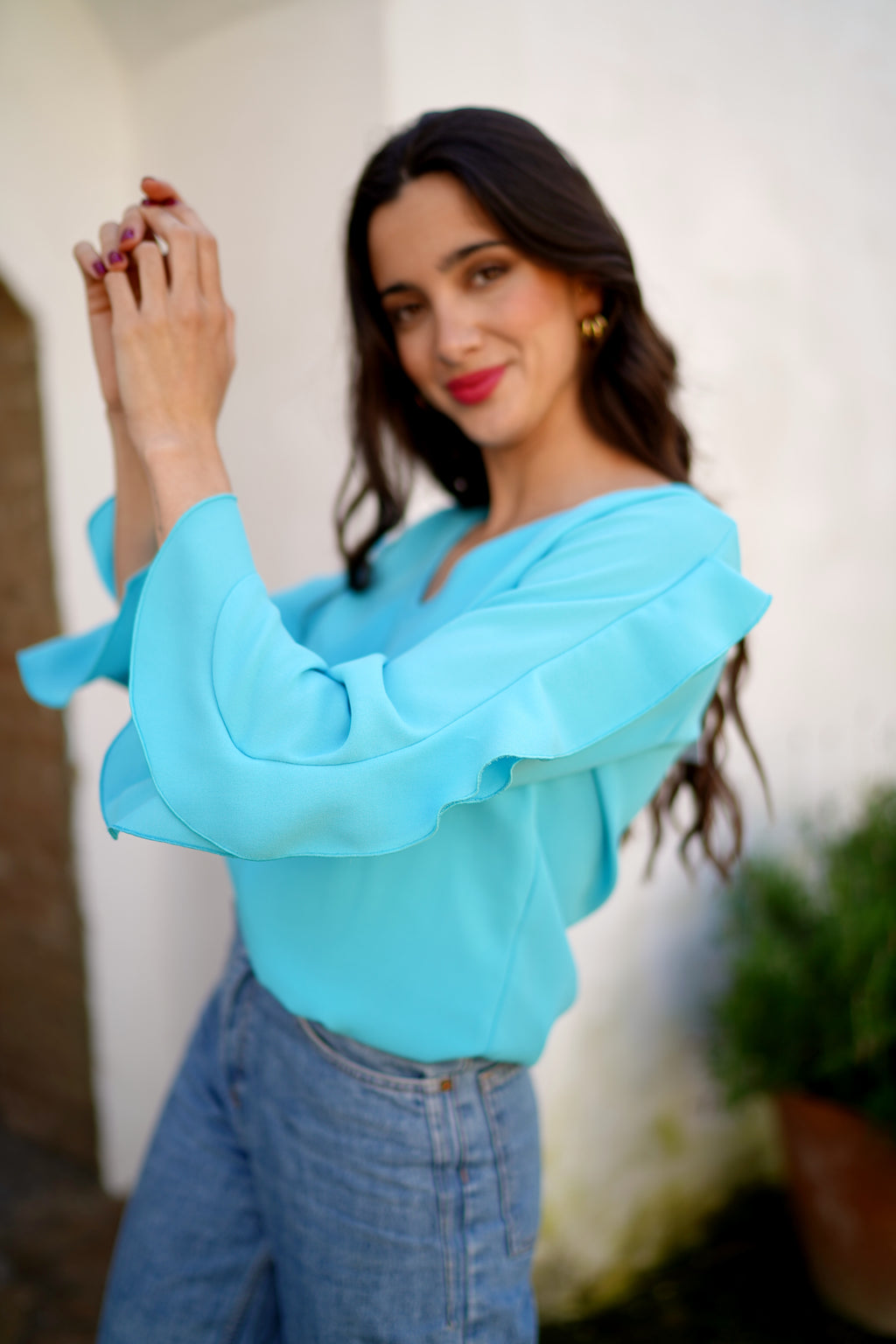 Camisa volantes mangas 125-032