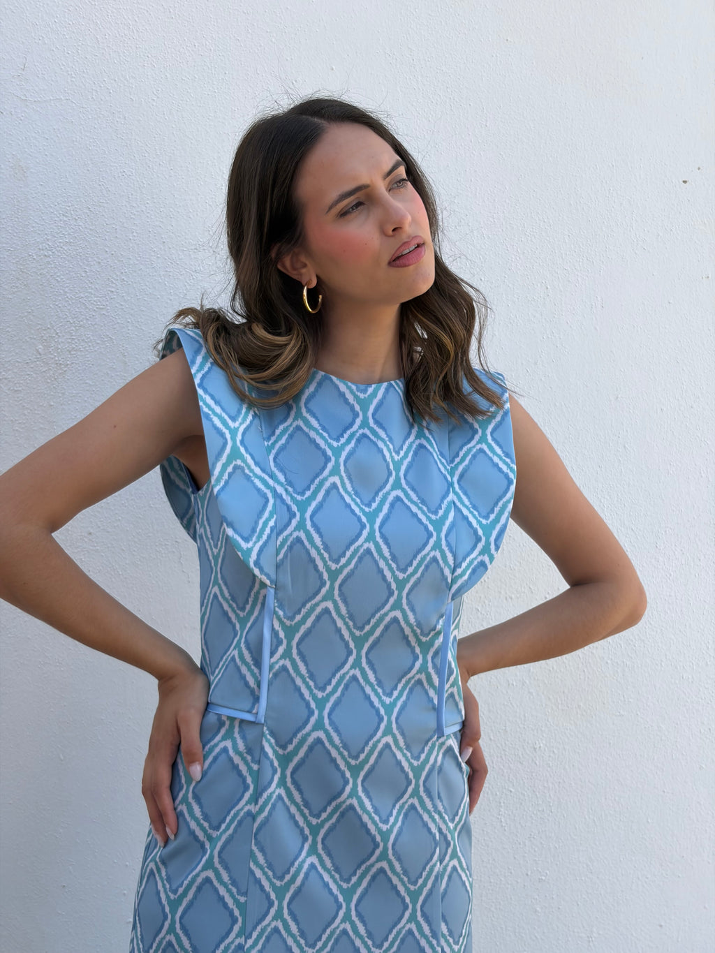 Vestido Geométrico Azul