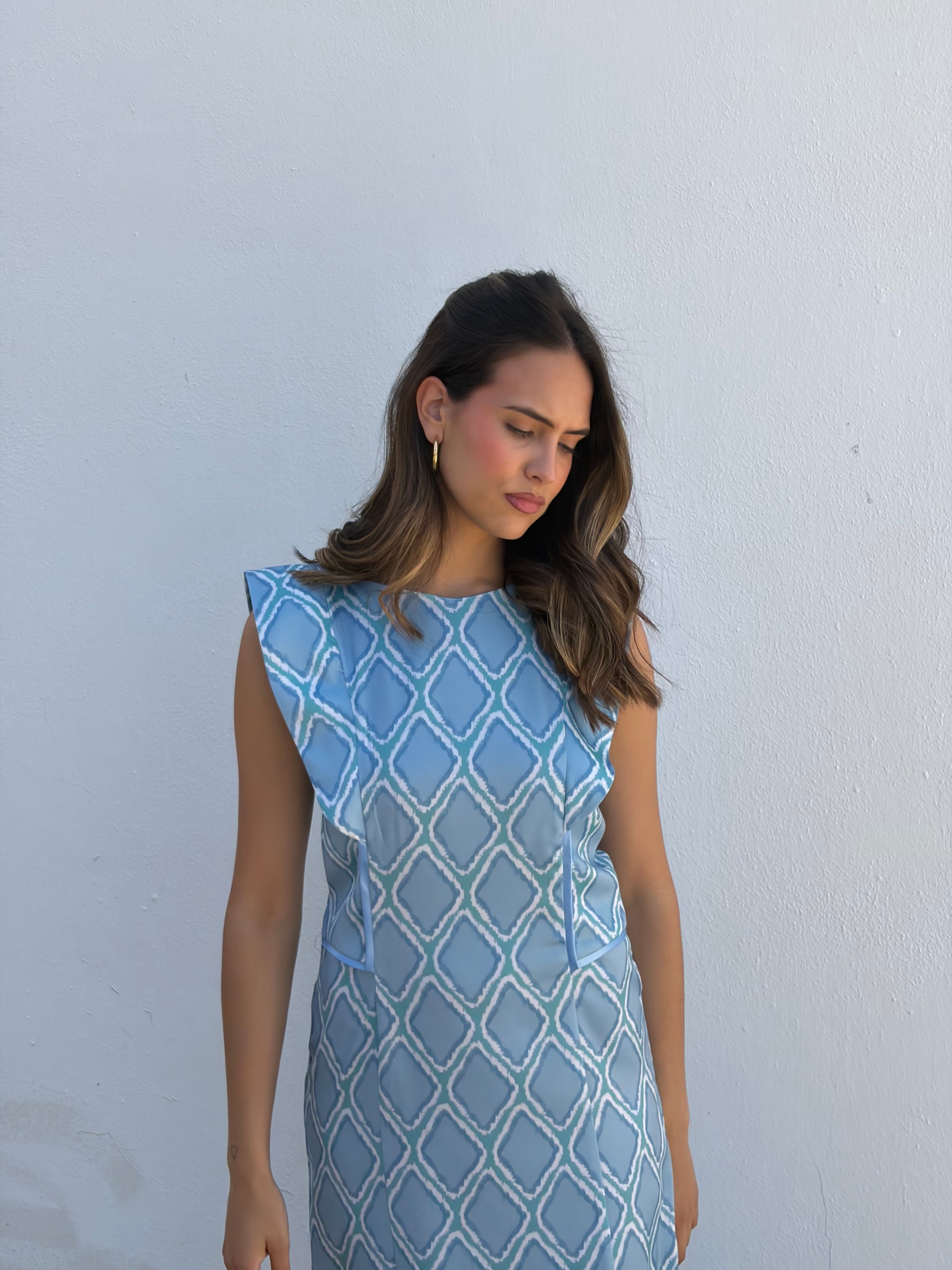 Vestido Geométrico Azul
