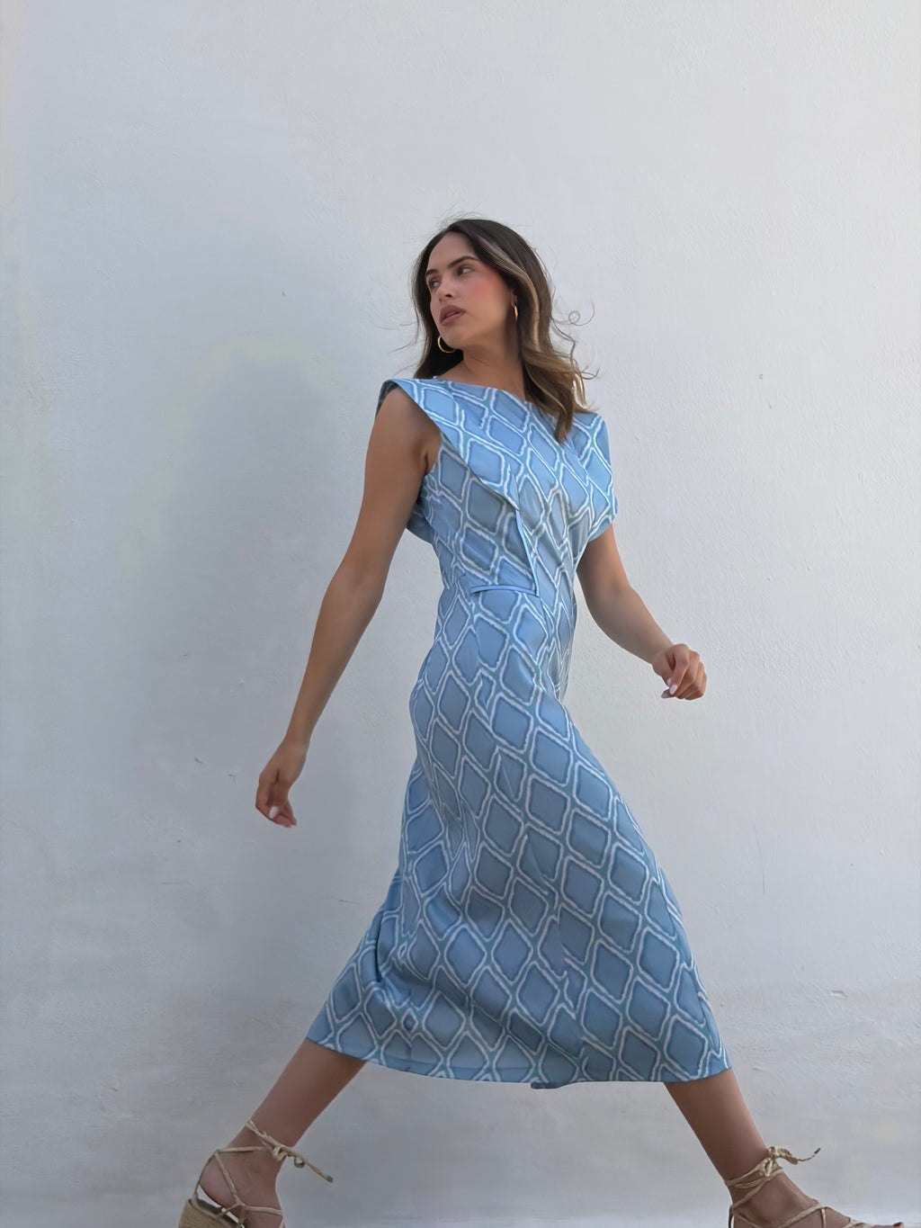 Vestido Geométrico Azul