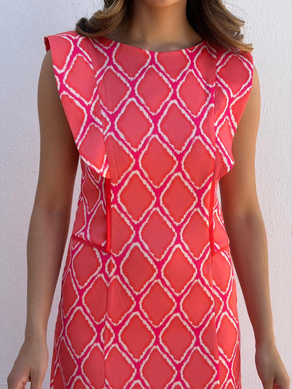 Vestido Geométrico Coral