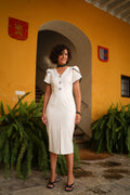 Vestido Midi Botones Joya Blanco&nbsp;